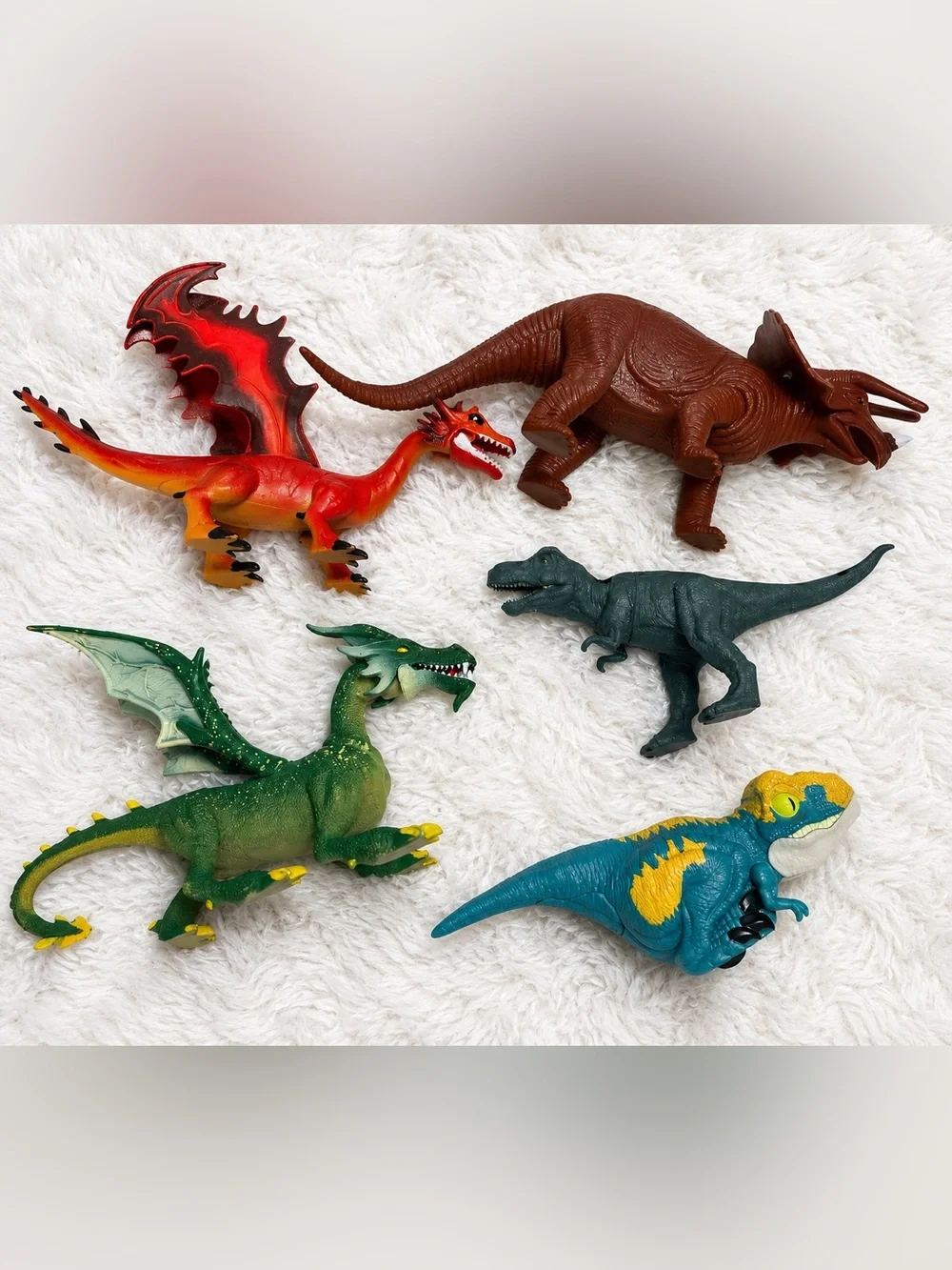 Lot of 5 Dragon & Dinosaur Figures Toys Fantasy Creatures Playset